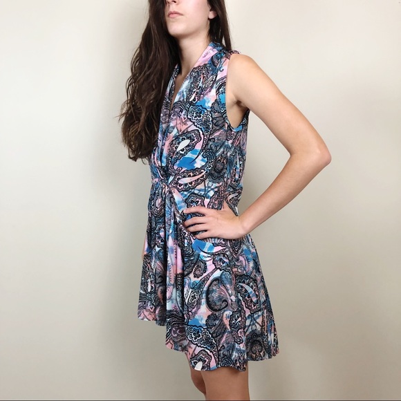 Rebecca Minkoff Paisley Silk Hi Low Mini Dress - Picture 2 of 8